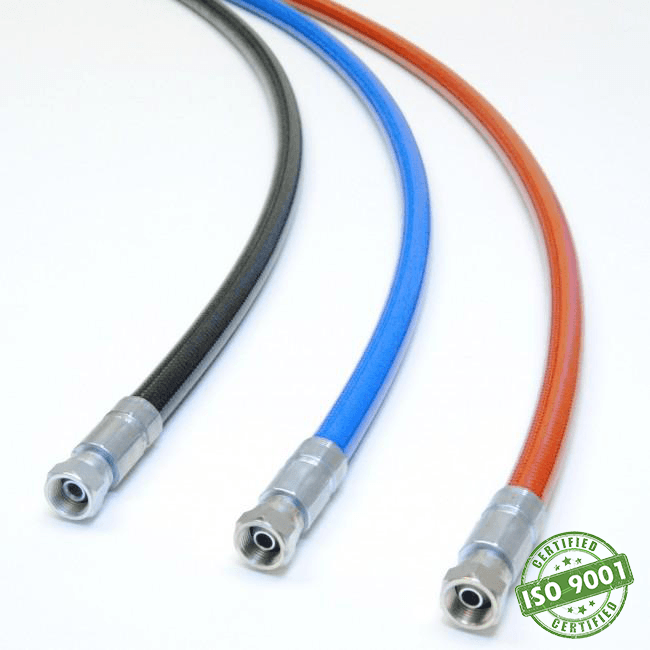 Premium 1/4” Black Airless Fluid Hose (9750 psi) - 50' with 1/4 Females Fittings