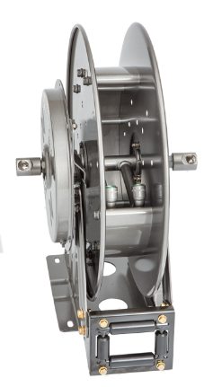 Half - Inch SST Hose Reel with Super Swivel Joints and Viton - 3/8 Inch SST FNPT Risers