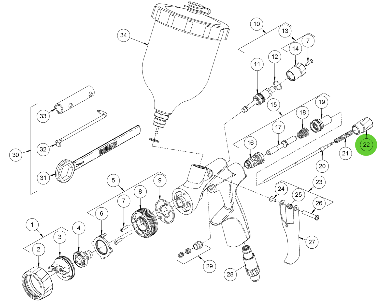Binks DVXK-406 Fluid Adjusting Knob Kit - Enhance Your Fluid Control!