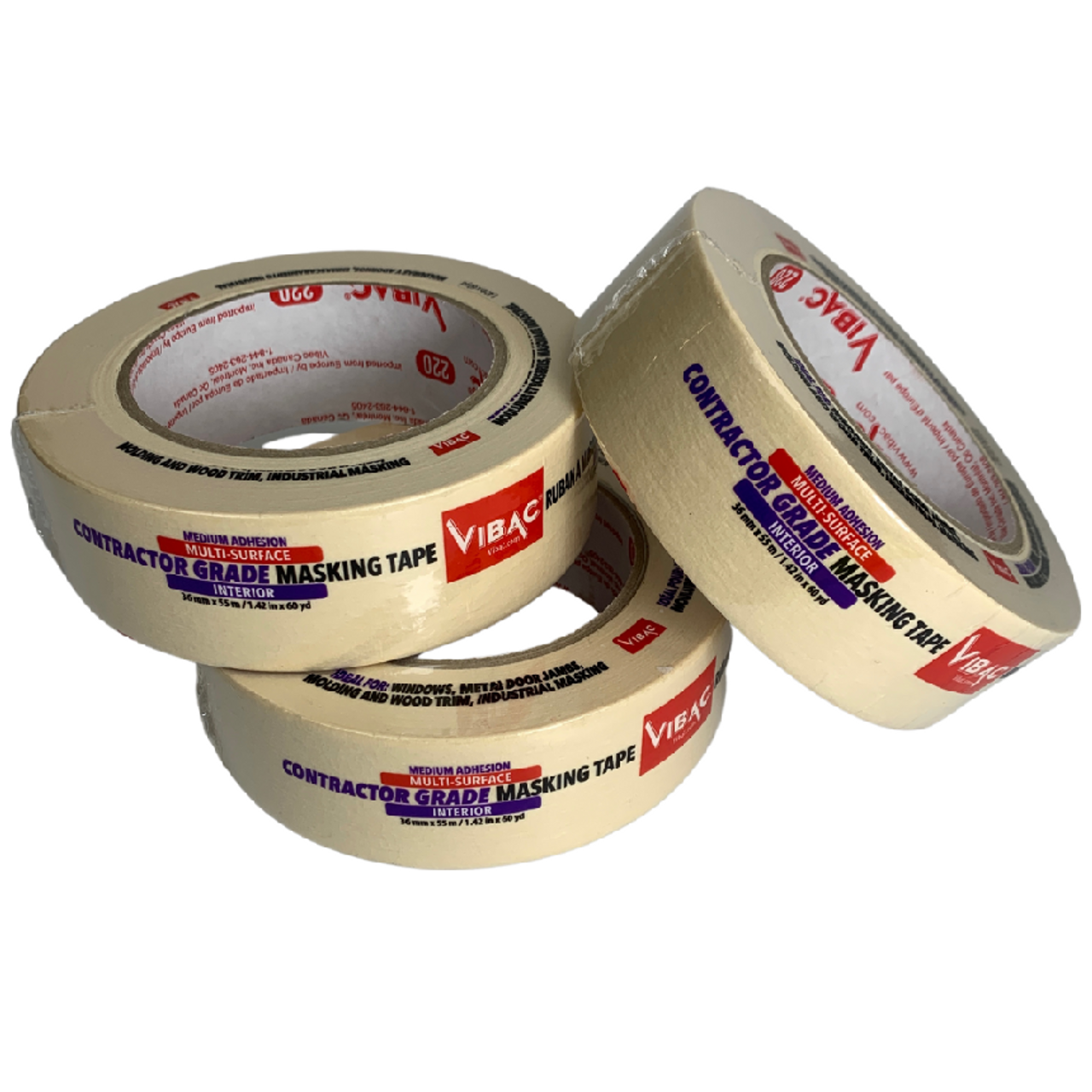 Vibac® General Masking Tape Bundle: 3 Rolls of 36mm x 55m Tape - Get Yours Now!