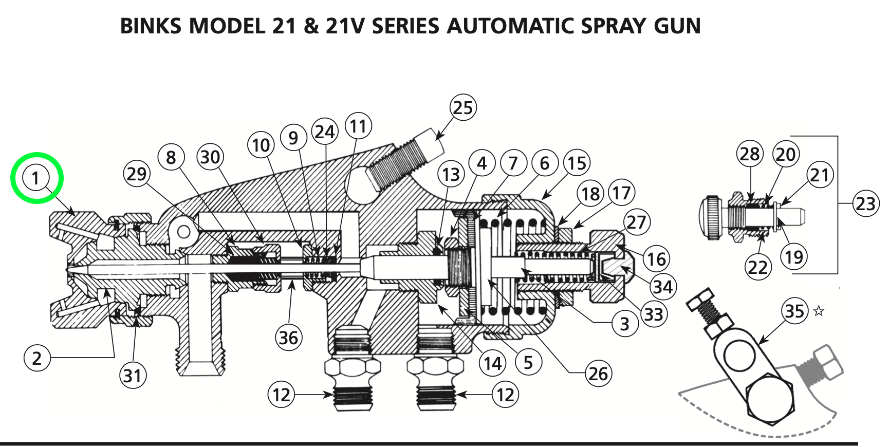 Binks Air Nozzle 66SD, Model 21, 21V & 21M - The Ultimate Automatic Gun!