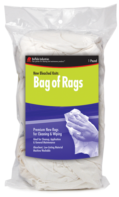 Buffalo Industries' Premium New Bleached Knits Cloth Rags - Ideal for All Your Wiping Needs